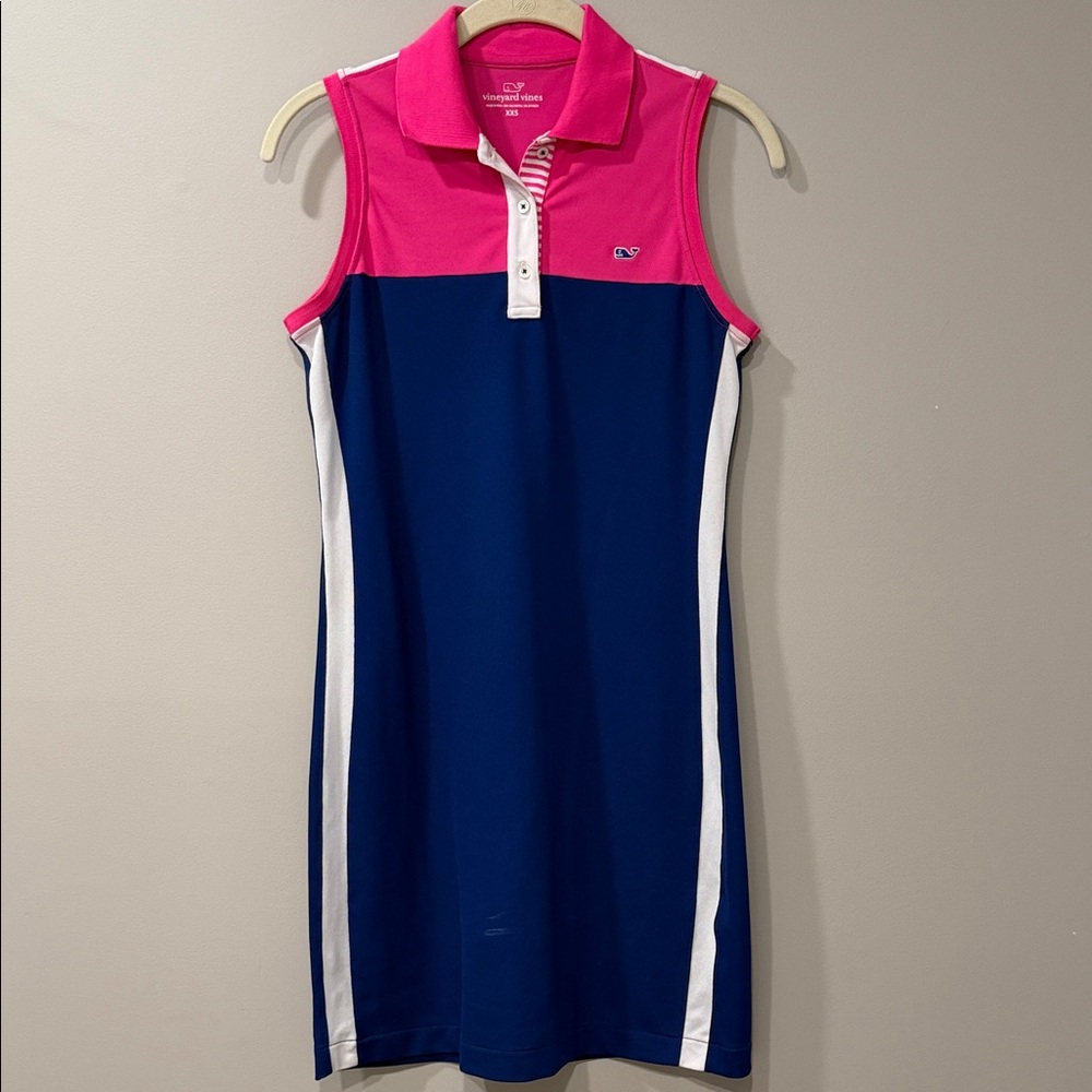 Vineyard Vines Pink and Navy Sleeveless Dress